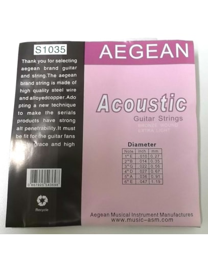 ENCORDOAMENTO AEGEAN VIOLÃO ACO S1035