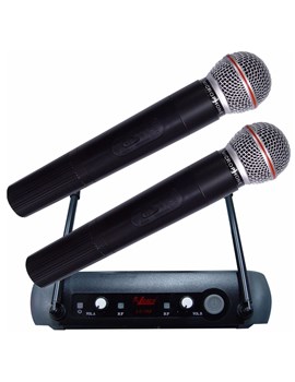 Microfone Sem Fio Duplo De Mão Turbo Uhf Te-58 Profissional - INTERMEZZO