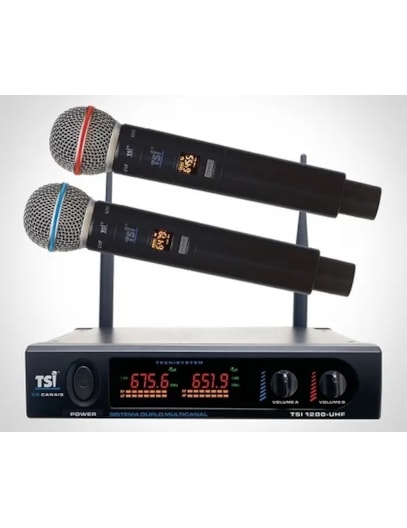 MICROFONE TSI SEM FIO DUPLO UHF TSI1200