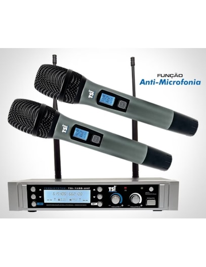 MICROFONE TSI SEM FIO DUPLO UHF UD1500R