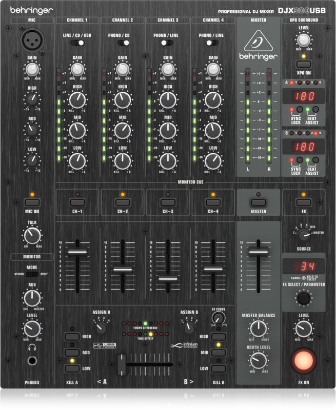 BEHRINGER DJX900 4ch DJミキサーデジタルエフェクトジャンク MIXER BEHRINGER PROMIXER DJX900USB 5 CANAIS - Innova Music