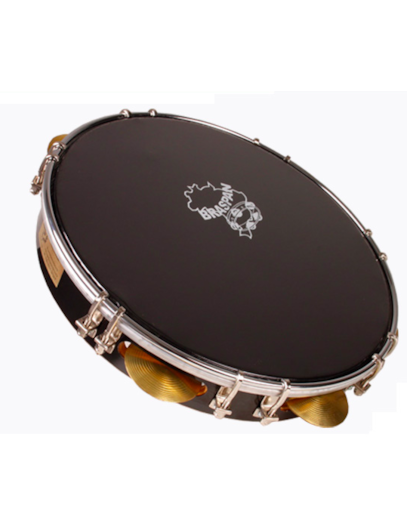 PANDEIRO BRASPAN 12" PELE HOLOGRAFICA TARRAXA GOLD FORMICA PRETA 150-G