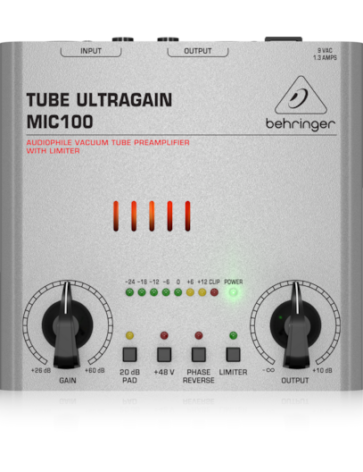PRE AMPLIFICADOR DE MICROFONE BEHRINGER TUBE ULTRAGAN MIC100 2387