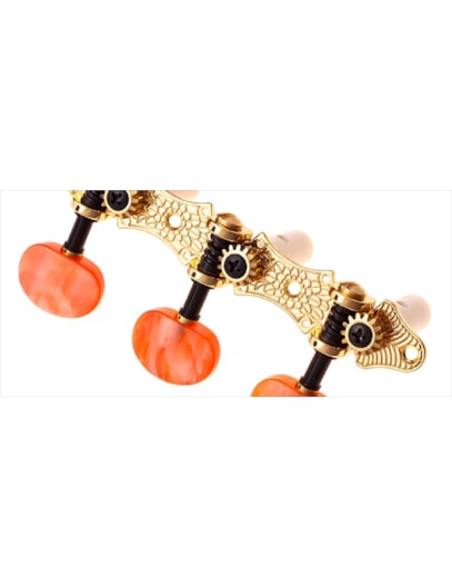 TARRAXA PARA VIOLÃO NYLON ROZINI RA205GKPG P14R PINO GROSSO DOURADA BOTÃO AVERMELHADO