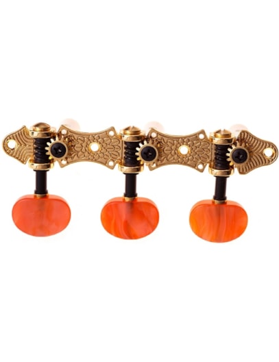TARRAXA PARA VIOLÃO NYLON ROZINI RA205GKPG P14R PINO GROSSO DOURADA BOTÃO AVERMELHADO