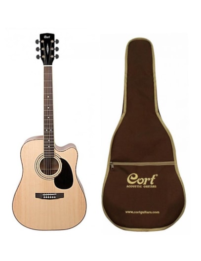 VIOLÃO CORT ELETROACUSTICO AÇO FOLK TOP SPRUCE CORPO MOGNO AD880CEDAOOPB