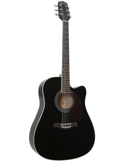 VIOLÃO GIANNINI FOLK CUTAWAY ELETRO ACUSTICO PRETO GF1RCEQBK 21858