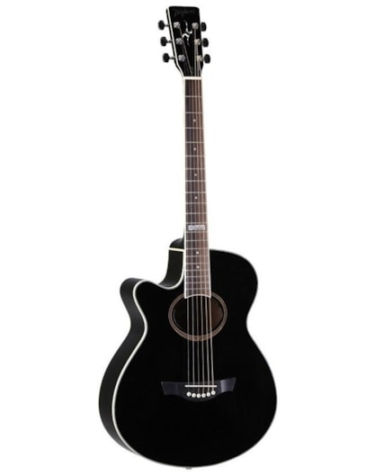 VIOLÃO TAGIMA DALLAS ELETRICO ATIVO AÇO CANHOTO PRETO C/ AFINADOR